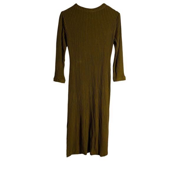 Tanya Taylor Elana Green Brown Ribbed Knit Long Sleeve Knotted Midi Dress Size M - Picture 12 of 16